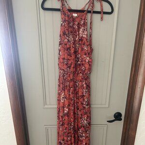 Maurices Floral High Neck Maxi Dress, Orange Size Medium